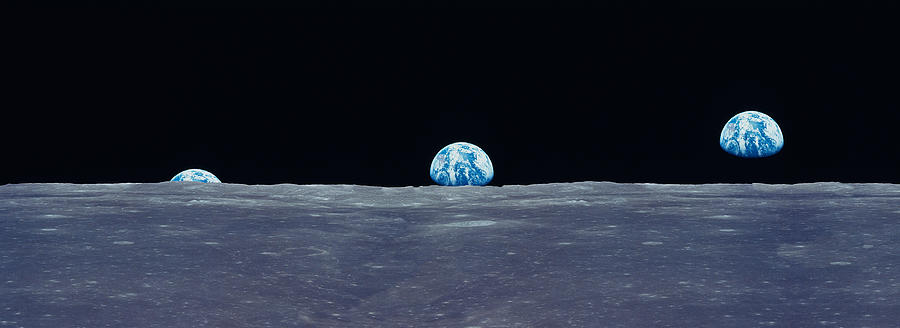 Space Photograph - Earth Viewed From The Moon by Panoramic Images