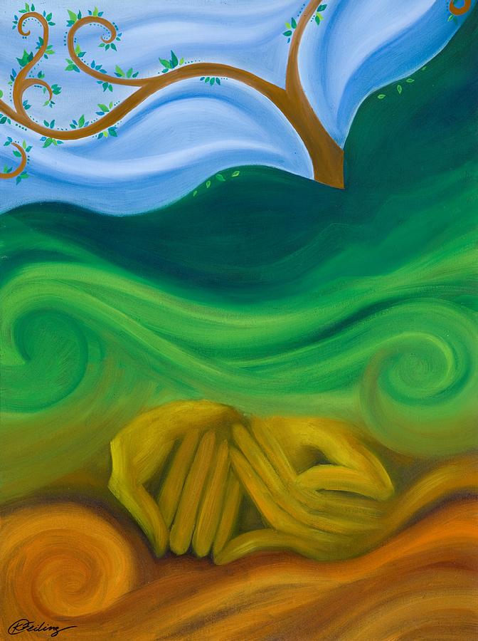 Tree Painting - Earth Womb by Karen Feiling