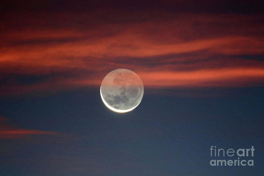 Sunset Photograph - Earthshine at Sunset by James Brunker