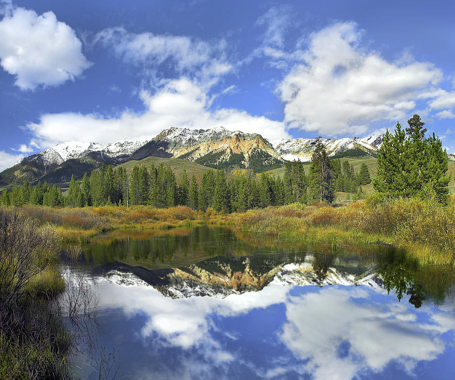 Easely Peak Reflected In Big Wood River Photograph by Tim Fitzharris