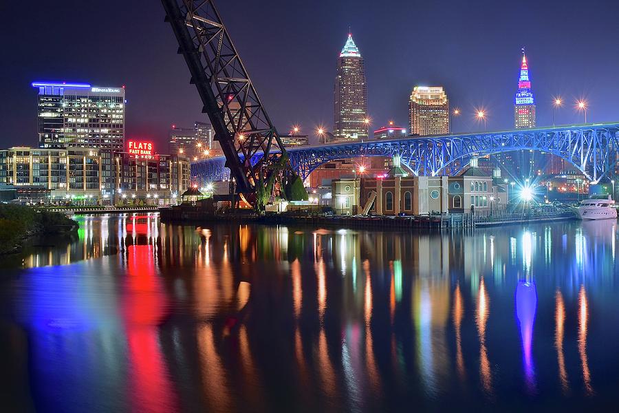 Cleveland Photograph - East Bank Shimmering Lights by Frozen in Time Fine Art Photography