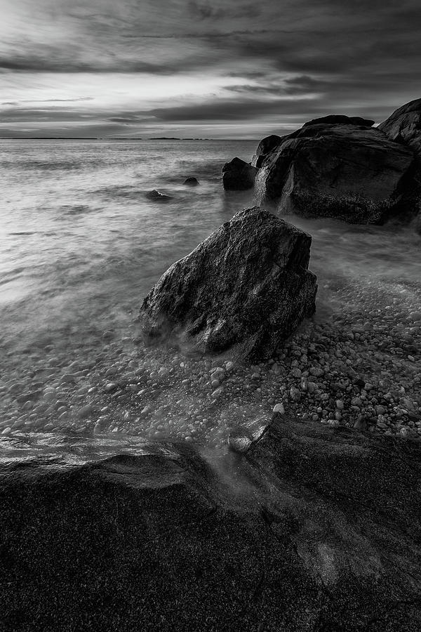 East Beach Sunrise BW Photograph by Bryan Bzdula