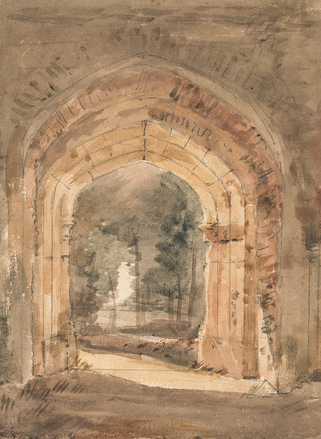 East Bergholt Church Looking Out the South Archway of the Ruined Tower  Painting by John Constable
