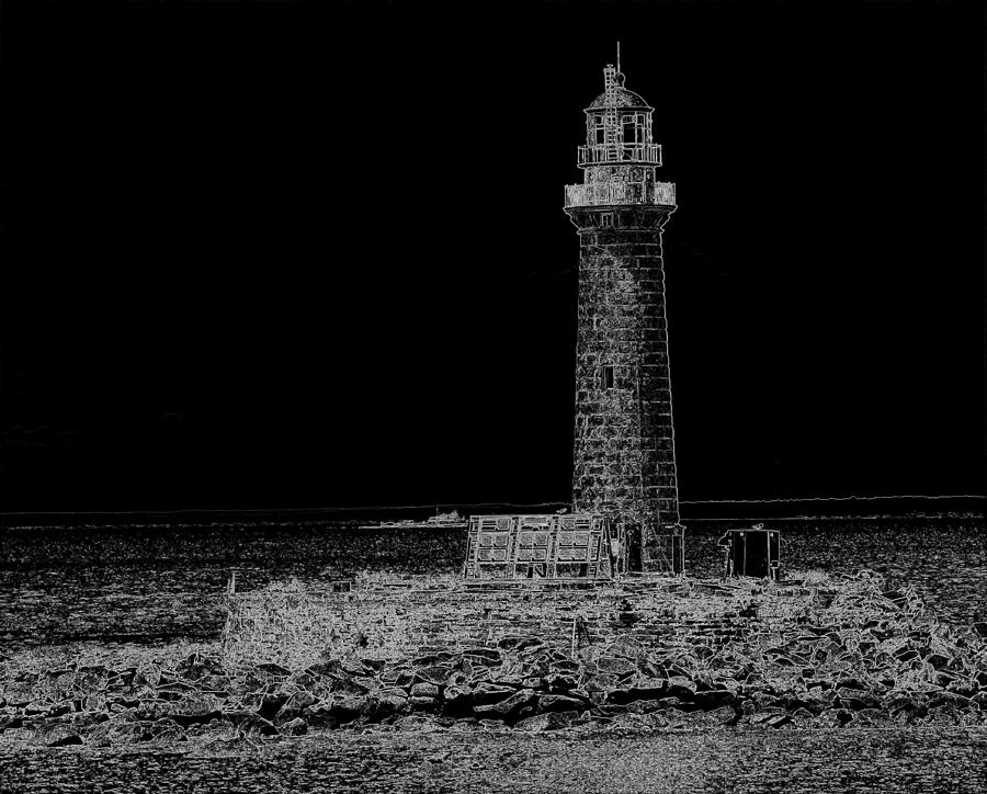 East Coast Lighthouse Bw Photograph