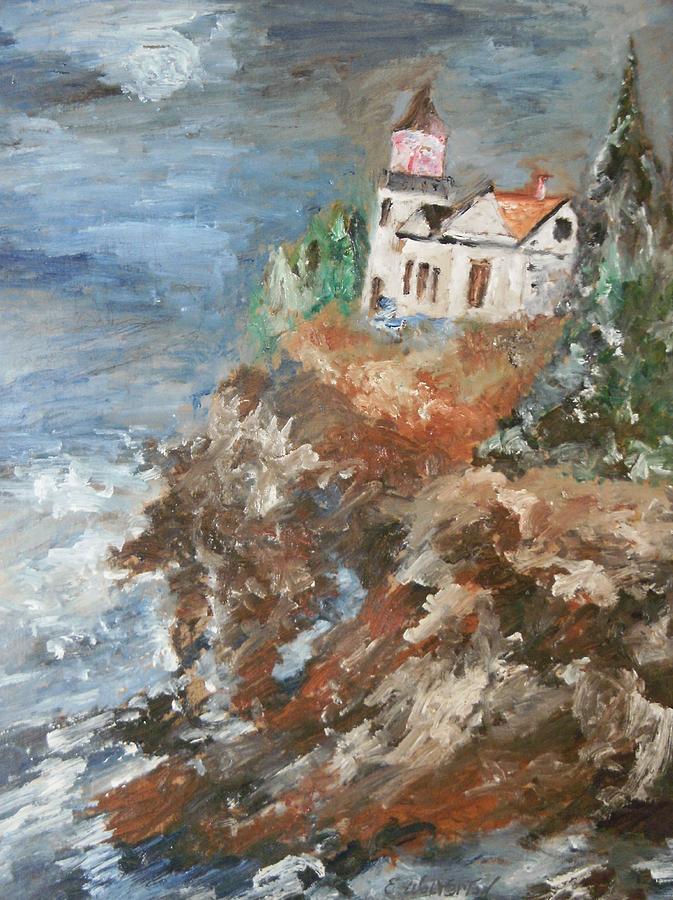 East Coast Lighthouse- Maine Painting by Edward Wolverton