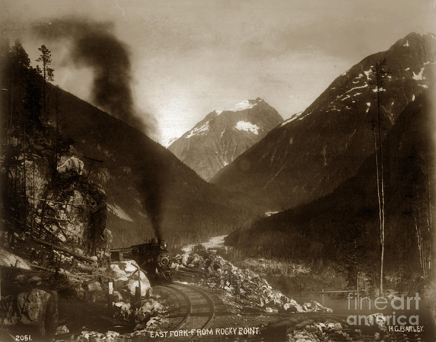Train Photograph - East fork from Rocky Point Alaska  H. C. Barley photo 1899 by Monterey County Historical Society