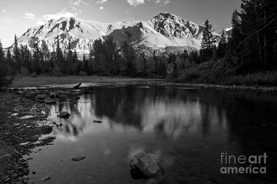 East Glacier Reflections Black And White Photograph by Adam Jewell