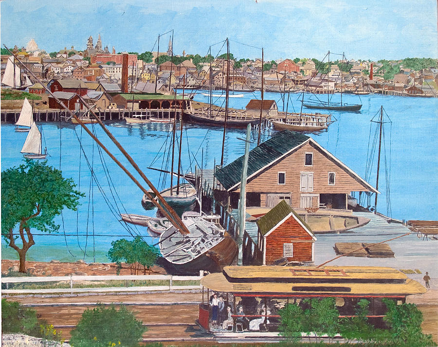 East Gloucester Trolley Painting by Laurence Dahlmer