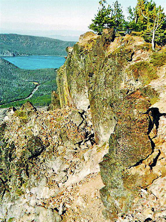 East Lake Viewed from PInnacles, Highest Point in Newberry National Volcanic Monument, Oregon Photograph by Ruth Hager