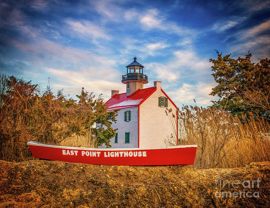 East Point Light and boat Photograph by Nick Zelinsky Jr
