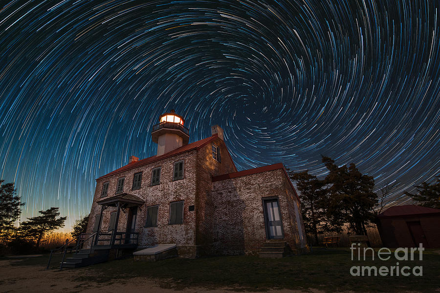 East Point Light Vortex Star Trails Photograph by Michael Ver Sprill