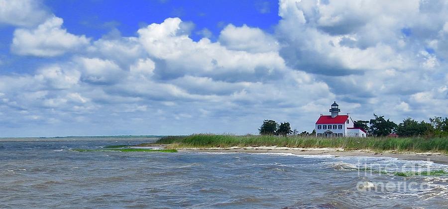 East Point Lighthouse at High Tide Photograph by Nancy Patterson - Fine