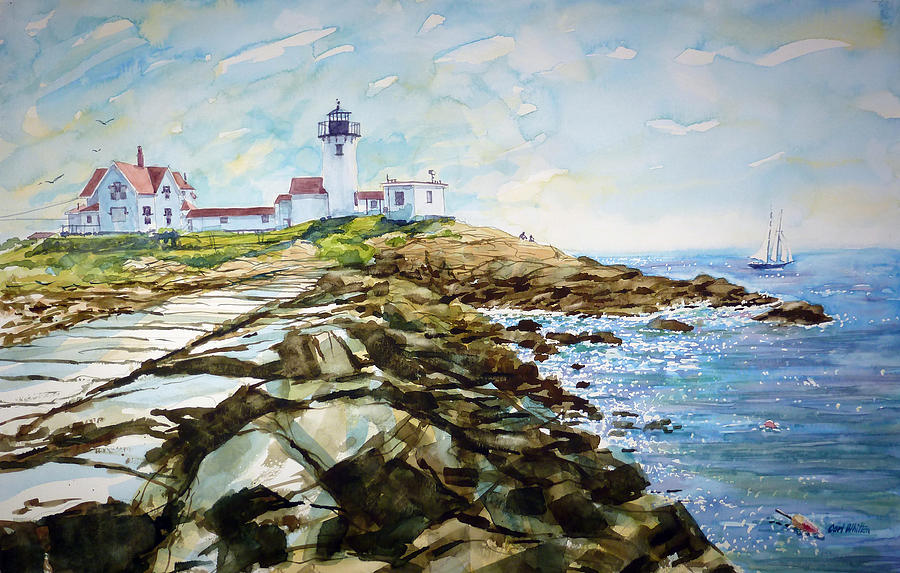 Lighthouse Painting - Eastern Point Lighthouse Gloucester by Carl Whitten