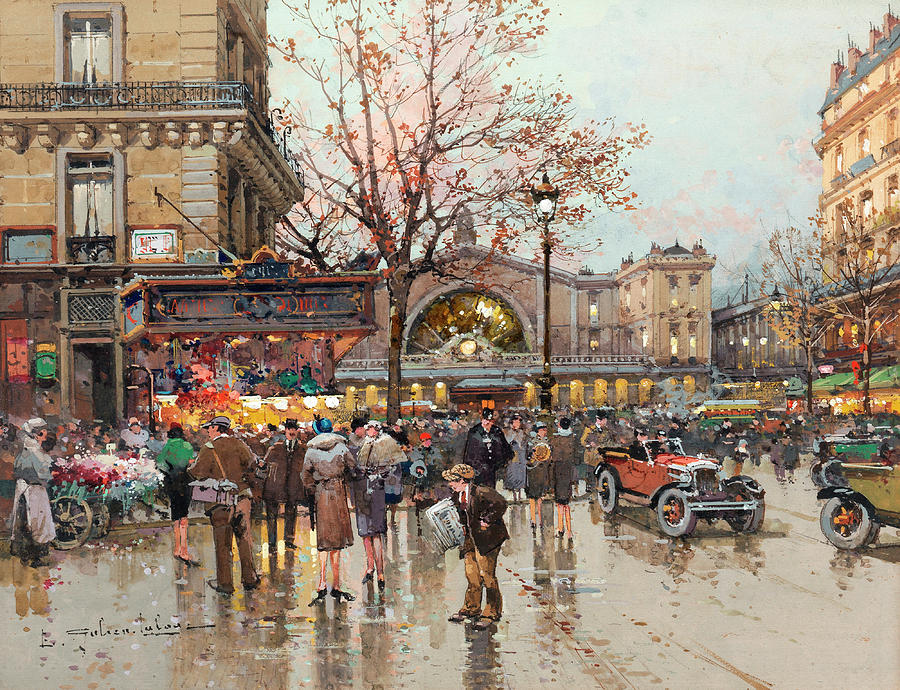 Paris Painting - East Railway Station by Eugene Galien-Laloue