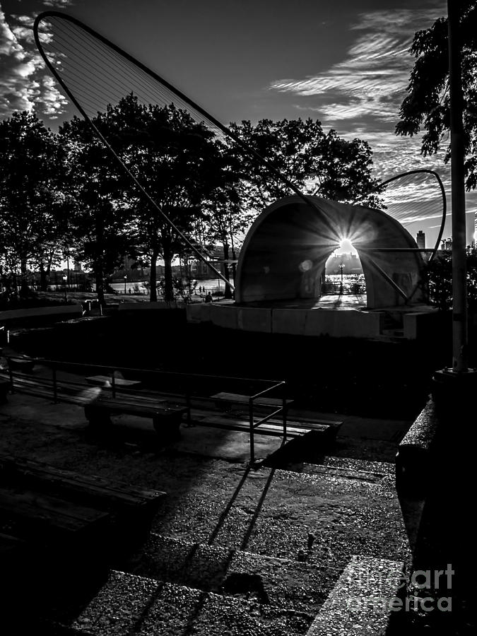 East River Amphitheater - BW Photograph by James Aiken