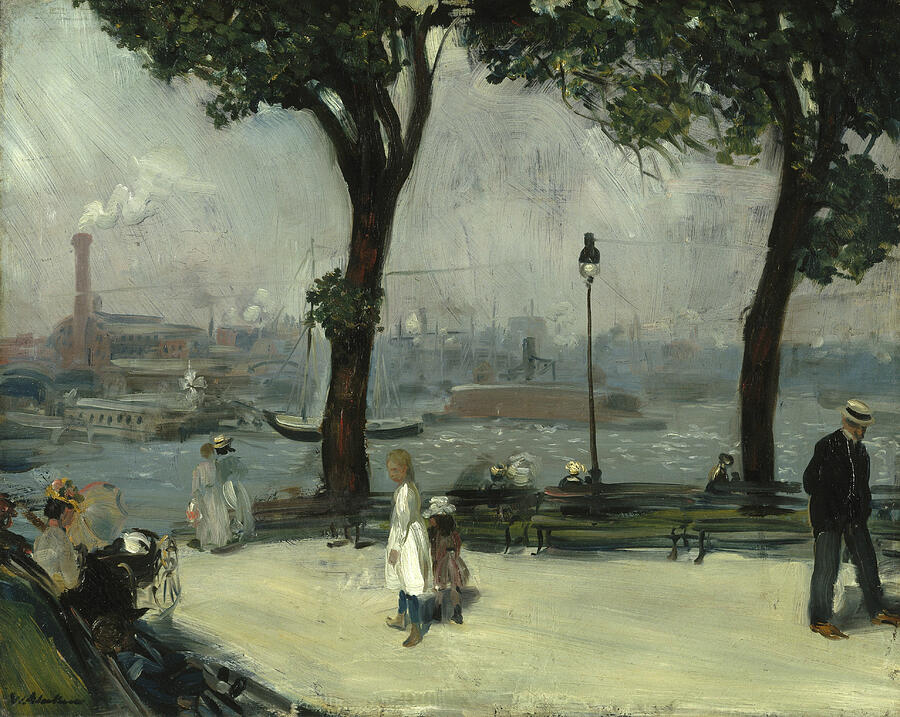 East River Park, from circa 1902 Painting by William Glackens
