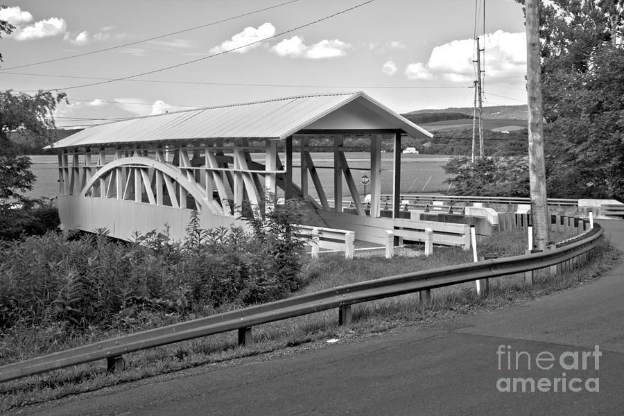 East St. Claire Covered Bridge Black And White Photograph by Adam Jewell