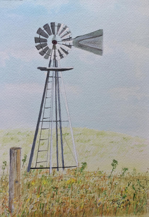 East Windmill Painting by Bonnie Young