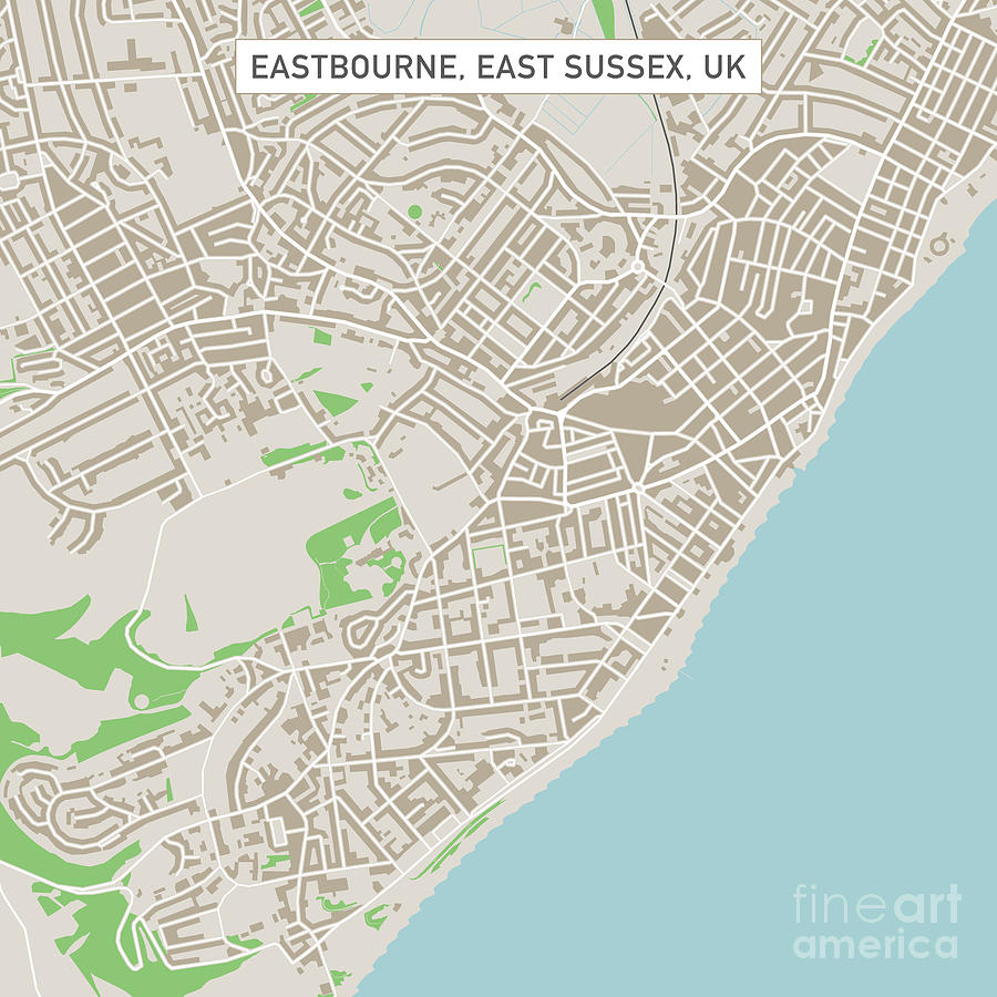 Eastbourne East Sussex UK City Street Map Digital Art by Frank Ramspott