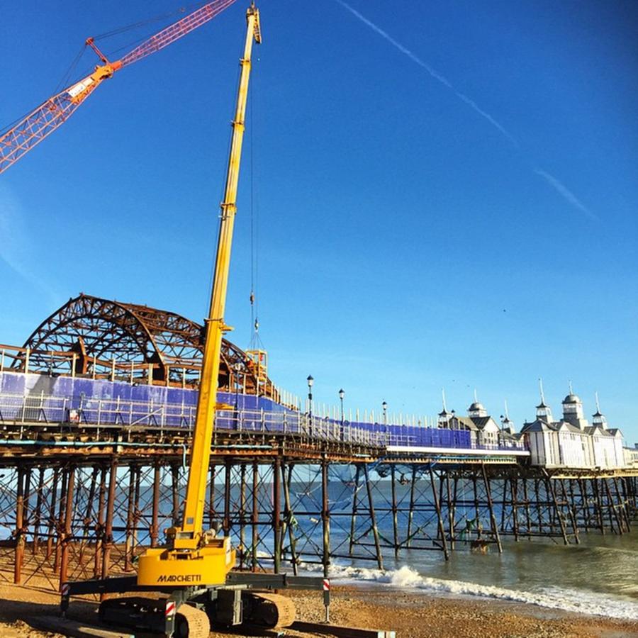 Crane Photograph - Crane at Eastbourne Pier  by Natalie Anne