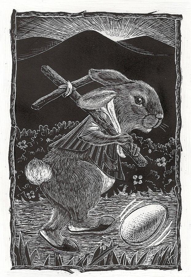 Animal Drawing - Easter Bunny by Jennifer Harper