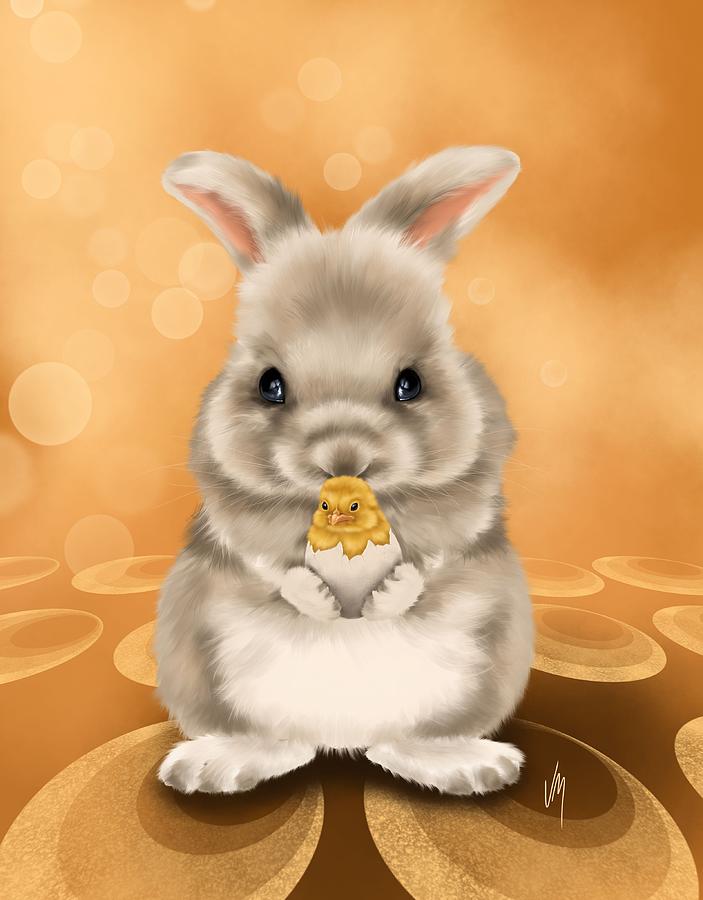 Easter Painting - Easter bunny by Veronica Minozzi