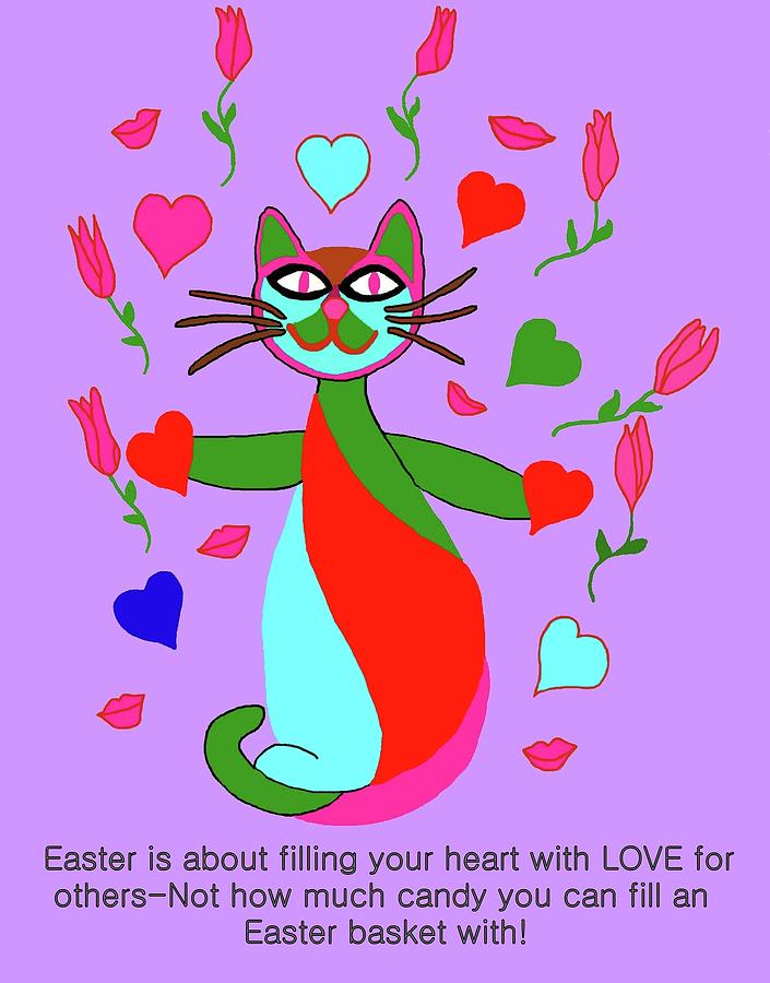 Easter Cat Digital Art by Laura Smith