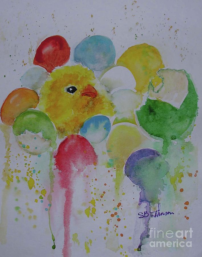 Easter Chick Painting by Susan Blackaller-Johnson