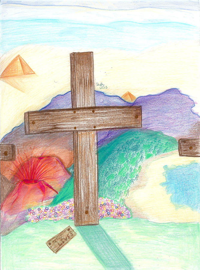 Easter Cross Drawing by Shelby Davis