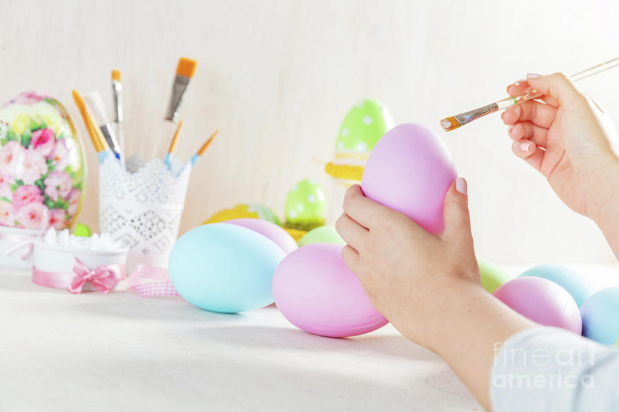 Easter egg painting in a workshop Photograph by Michal Bednarek