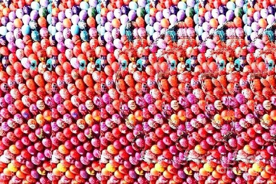 Easter Eggs and Bunny Stereogram Digital Art by JMarP - Pixels