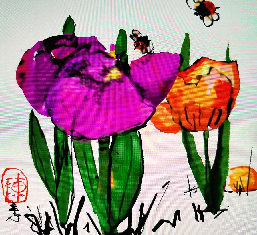 Easter flowers Digital Art by Debbi Saccomanno Chan