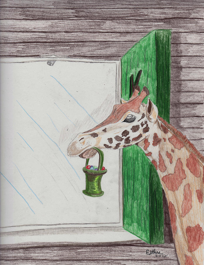 Easter Giraffe Drawing by Esther Wallace - Fine Art America