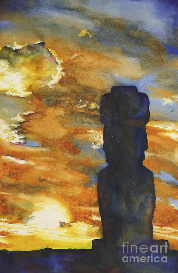 Easter Island Moai- Chile Painting by Ryan Fox