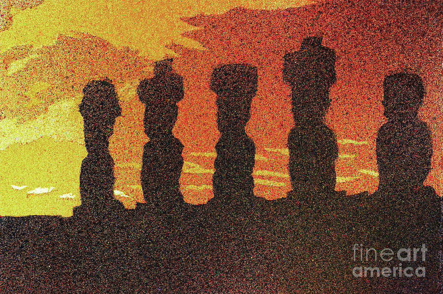 Easter Island Sunset II Painting by Ryan Fox