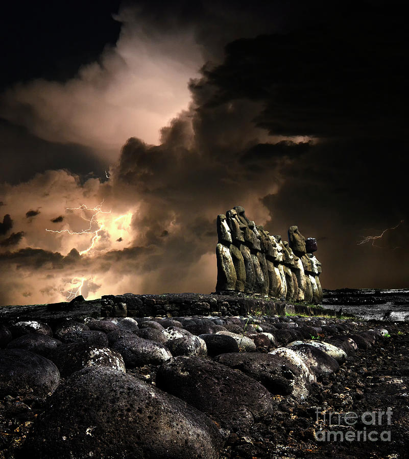 Landscape Photograph - Easter Island Where Heaven Meets The Earth by Bob Christopher