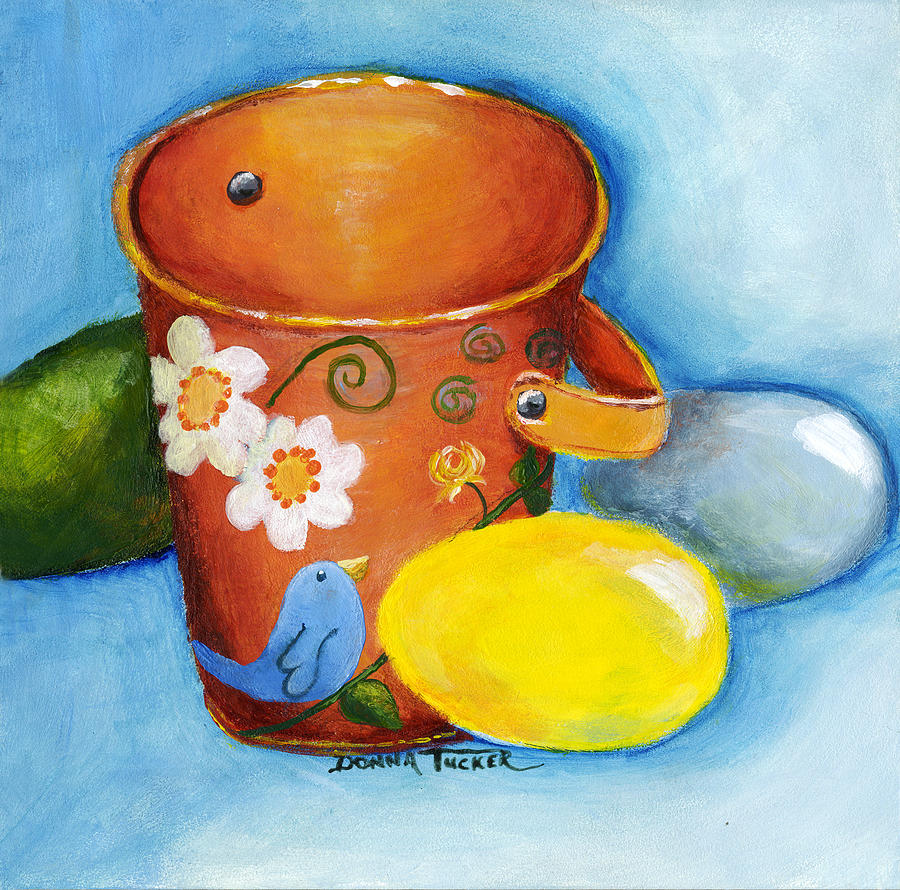 Easter Pail Painting by Donna Tucker