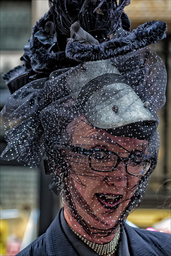 Easter Parade NYC 2017 Man in Veiled Hat Photograph by Robert Ullmann