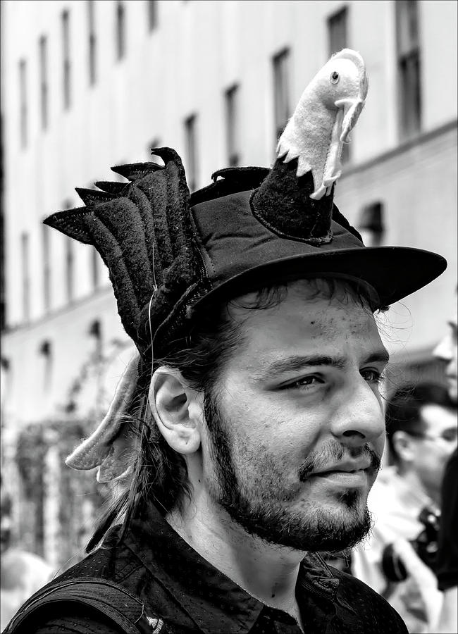 Easter Parade NYC 2017 Man with Bird on Hat Photograph by Robert Ullmann