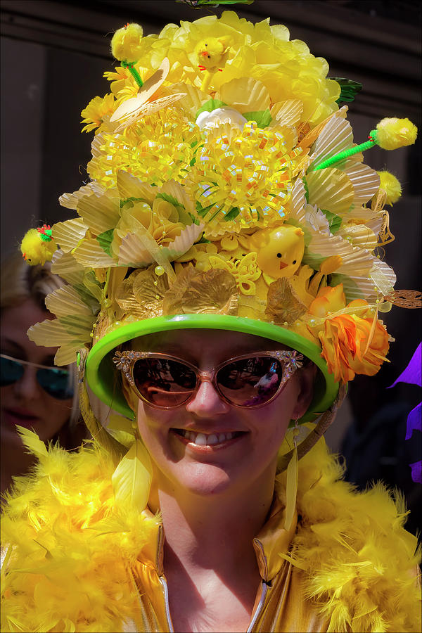Easter Parade NYC 2017 Yellow Bonnet Photograph by Robert Ullmann