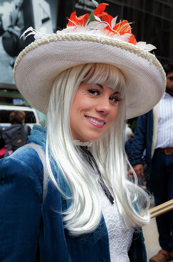 Easter Parade NYC 4_1_2018 NYC White Hat White Wig Photograph by Robert Ullmann