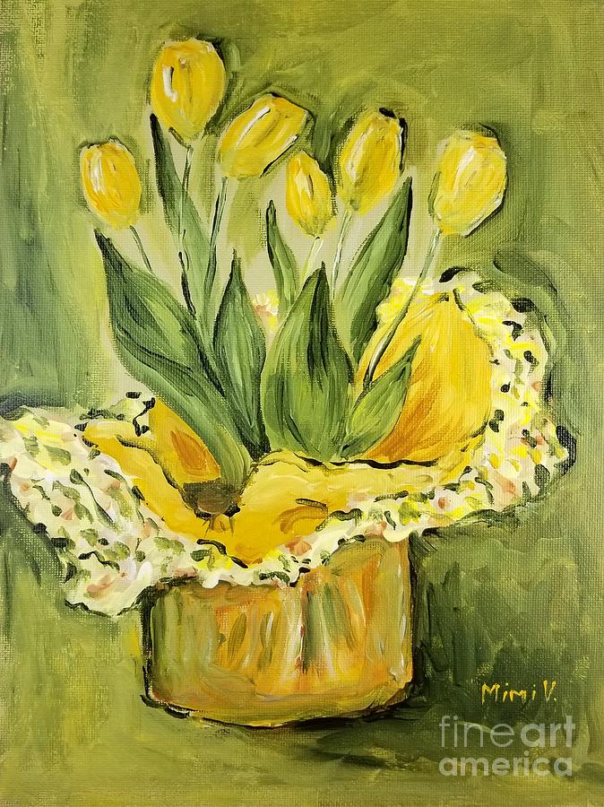 Easter Tulips Painting by Maria Langgle