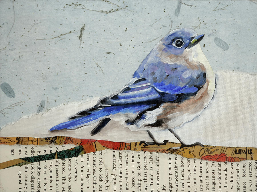Juvenile Mixed Media - Eastern Bluebird by Anne Lewis Juvenile Mixed Media - Eastern Bluebird by Anne Lewis