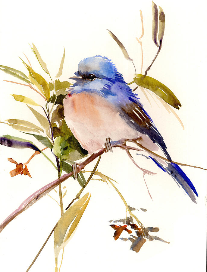 Eastern Bluebird Painting by Suren Nersisyan