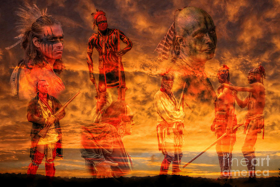 Eastern Woodland Indians Sunset Digital Art by Randy Steele