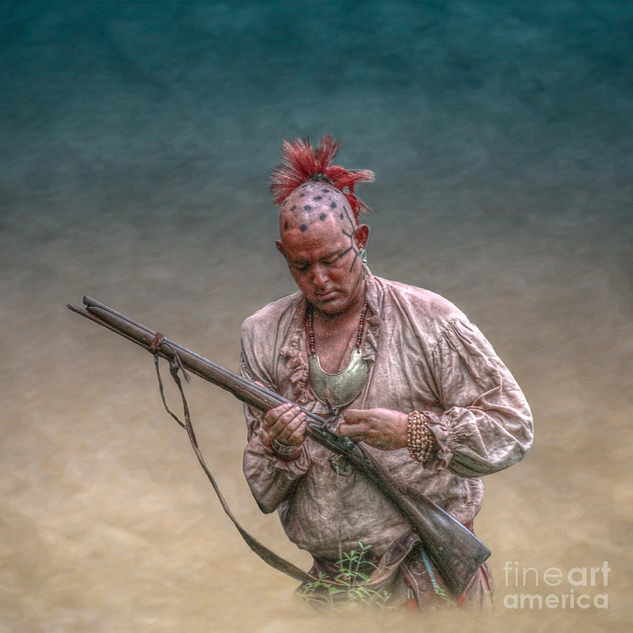 Native American Digital Art - Eastern Woodland Warrior with Musket by Randy Steele
