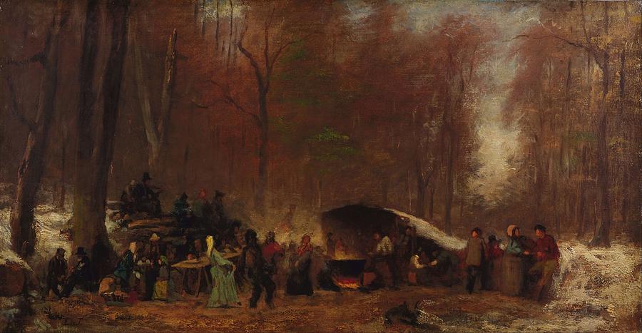 Eastman Johnson - A Different Sugaring Off - Circa 1865 Painting