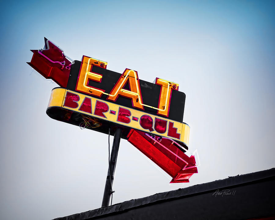 Eat Bar B Que  Neon Sign -photography Photograph by Ann Powell