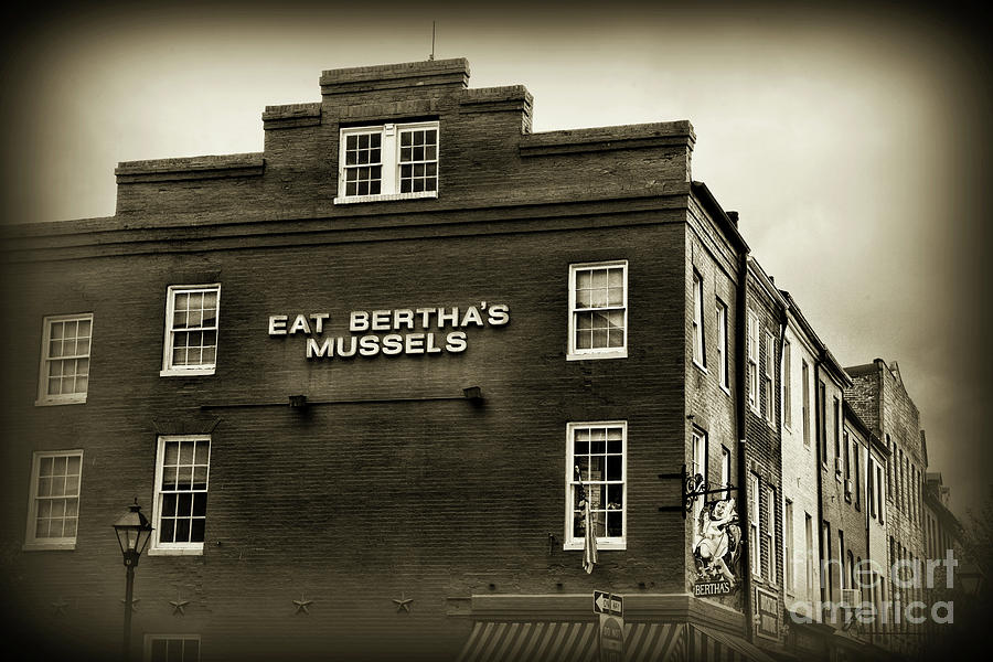 Eat Berthas Mussels in black and white Photograph by Paul Ward