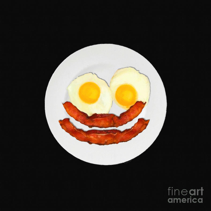 Eat Breakfast And Smile All Day blk Photograph by Wingsdomain Art and Photography